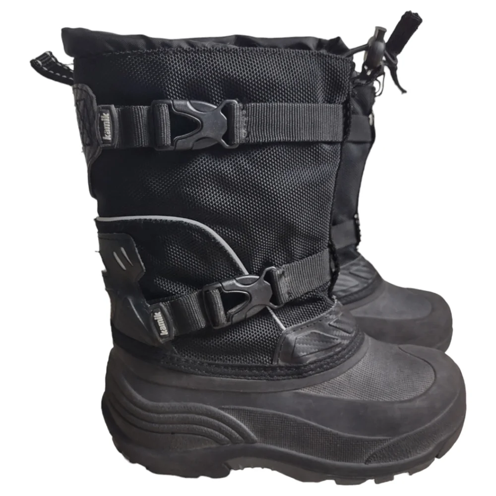 Kamik Glacial Black Waterproof Winter Boots Unisex Youth Size 1